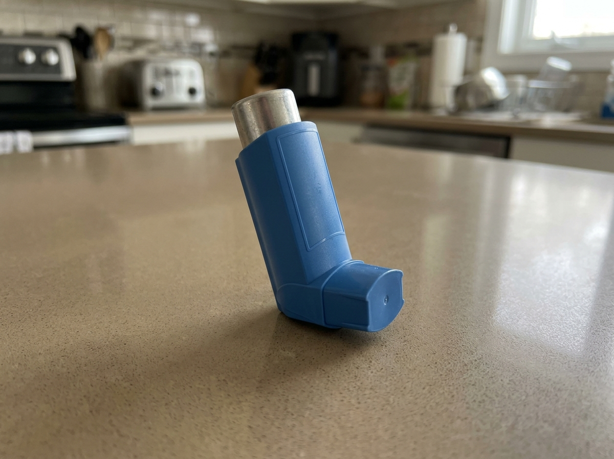 Foto ilustrativa de un inhalador azul enviada en la conversación
